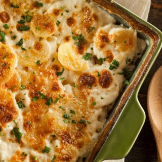 Scalloped Potatoes With Bacon & Onions-Homemade Cheesey Scalloped Potatoes–© bhofack2