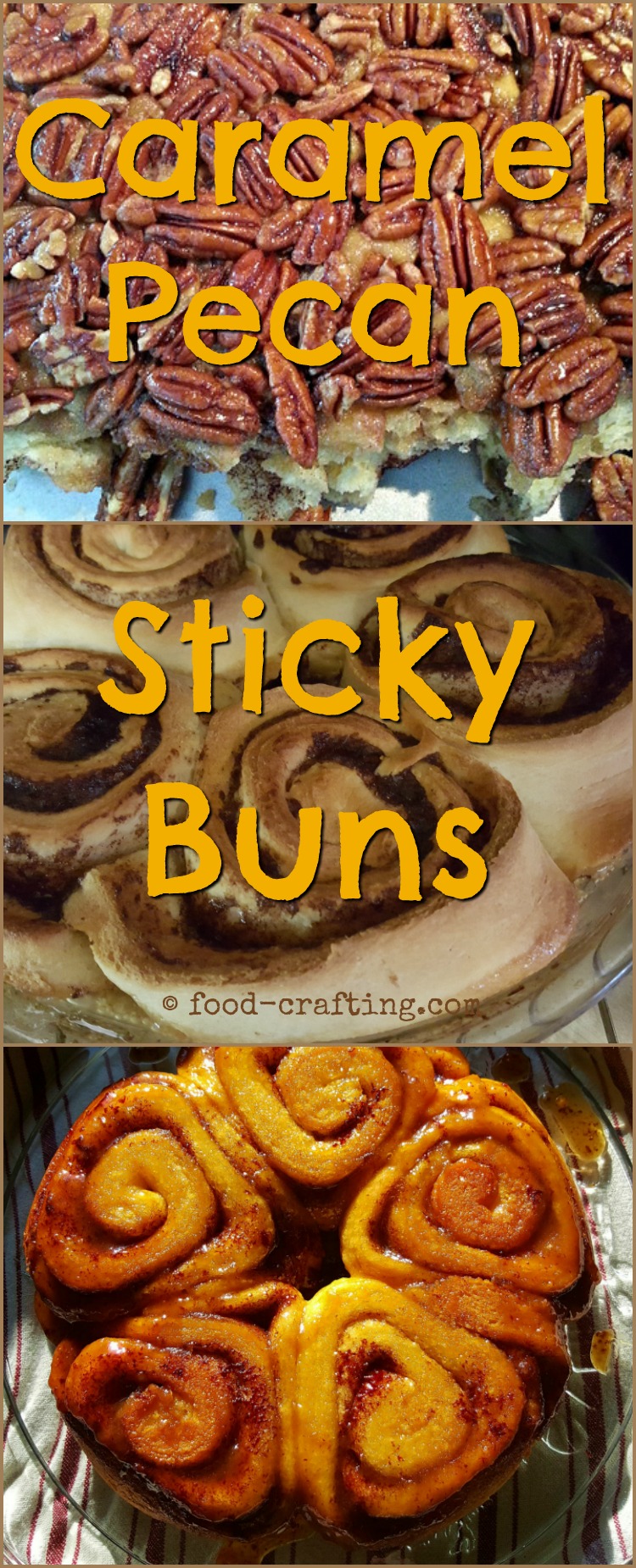 Caramel pecan sticky buns and rolls - proofing, with pecan and without nuts