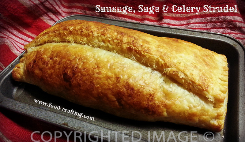 book shaped dinner plates - Sausage & Celery Strudel