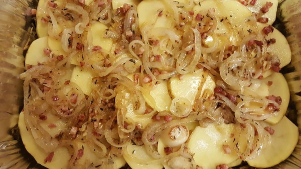 Scalloped Potatoes With Bacon and Onions - Prepared for pot luck dinner