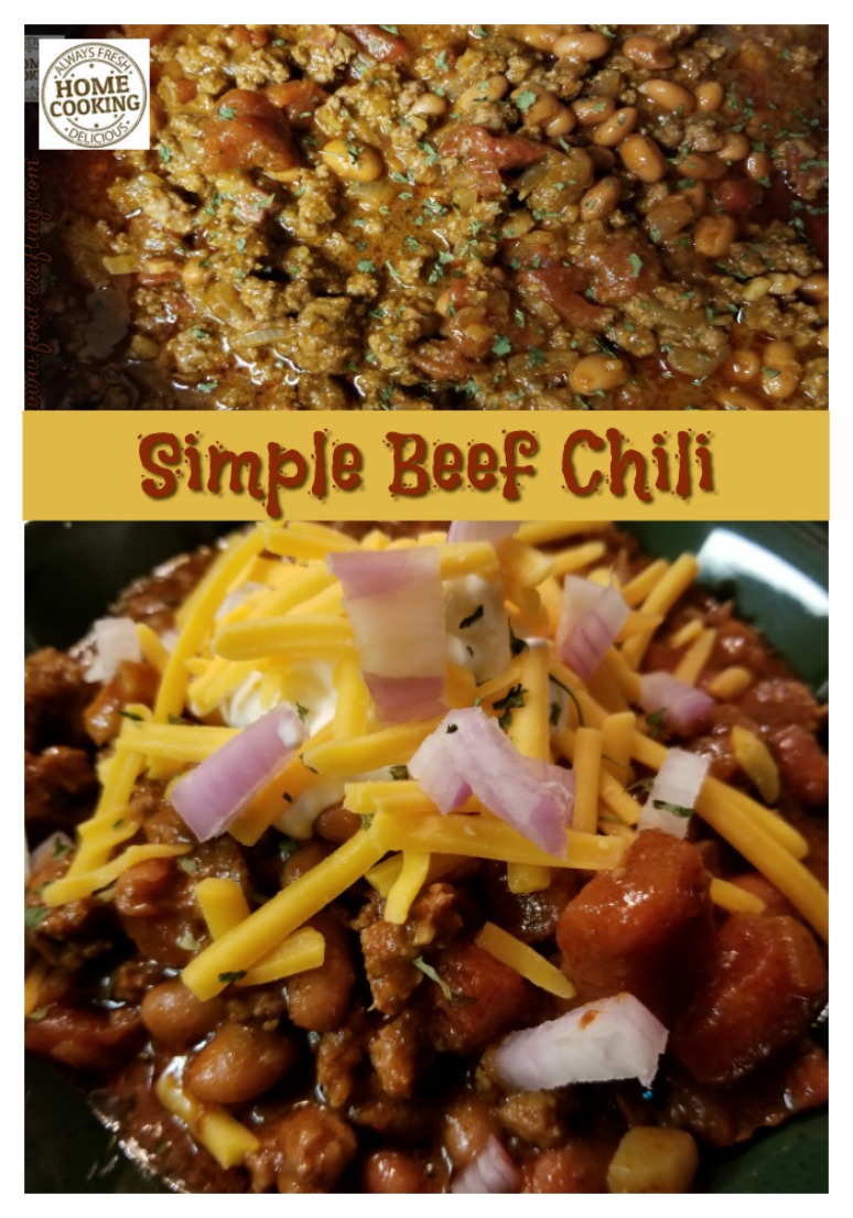 Just a few basic ingredients make this zesty simple beef chili. Make it semi-homemade with packaged ingredients but most ingredients are pantry staples. | food-crafting.com