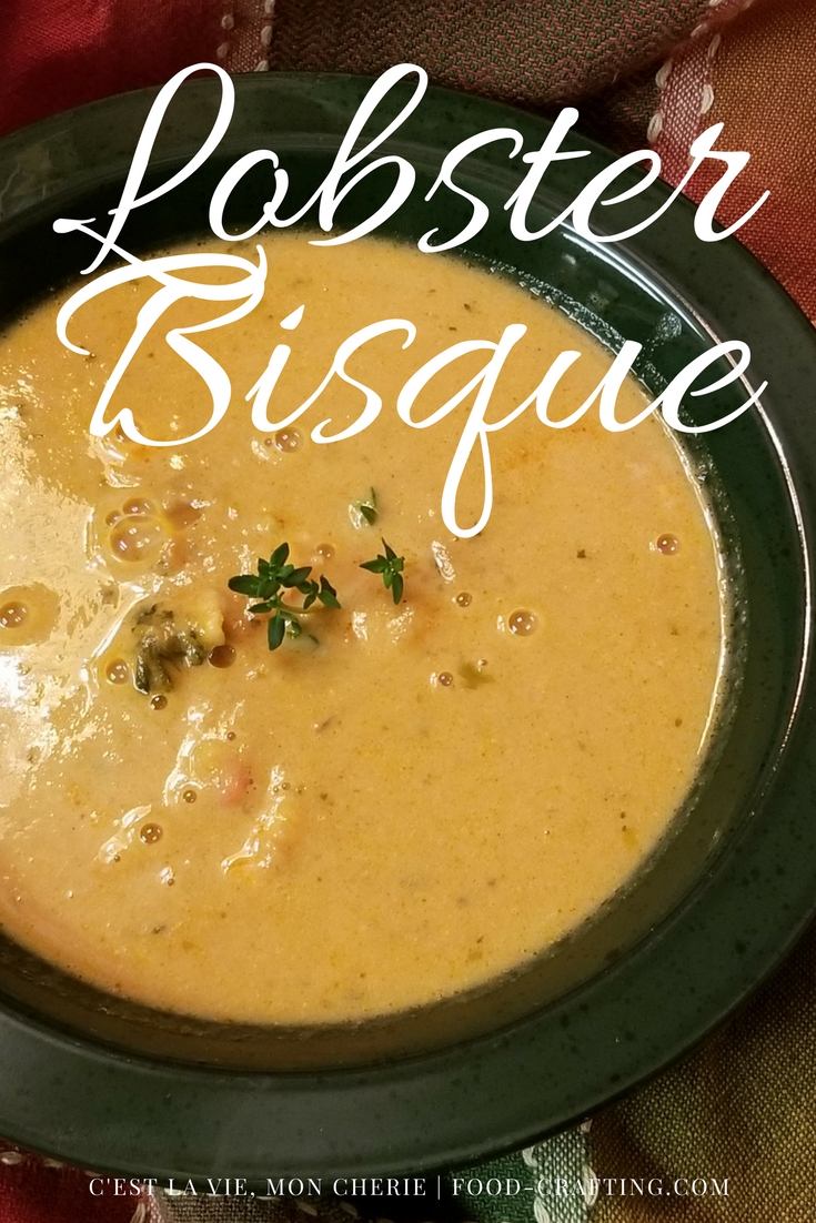 The Pinterest pin was definitely a teaser for what is a scrumptious and simple lobster bisque recipe. I started early this morning breaking apart 2 lobsters in to tail, claws and legs.   