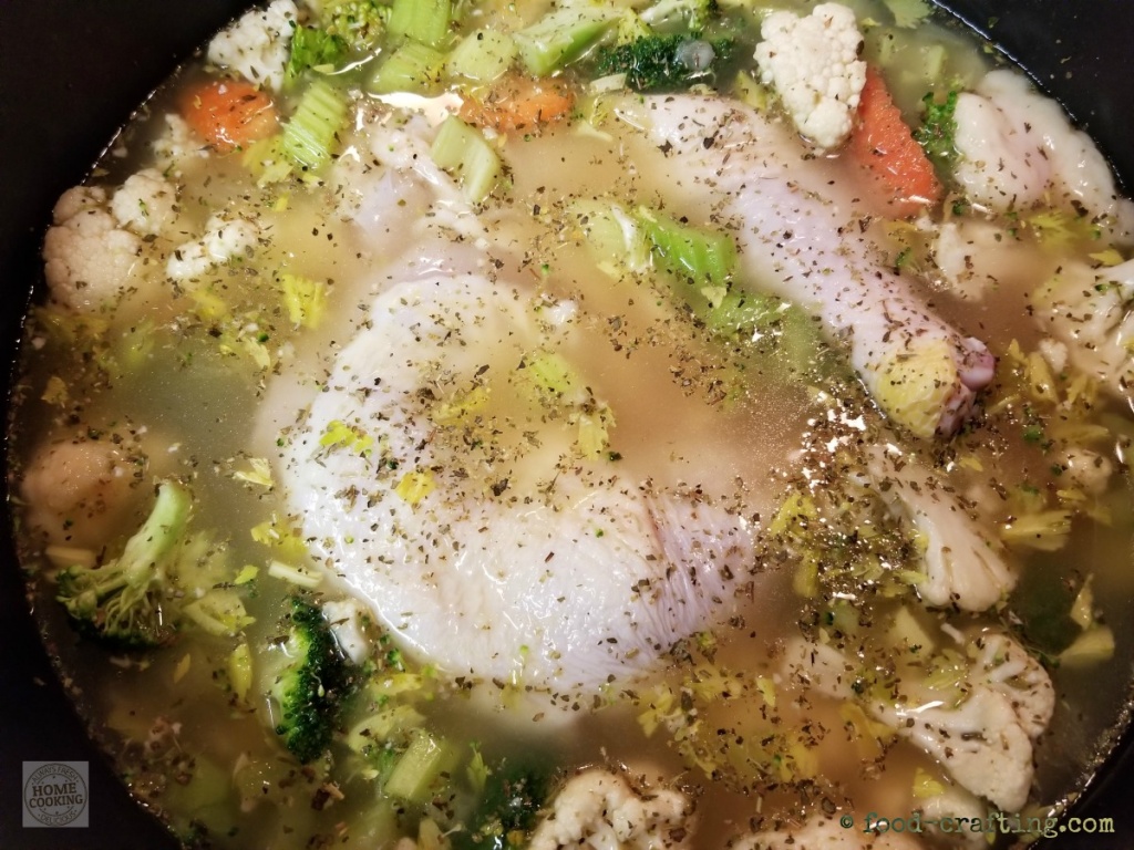 Homestyle Soup Recipes - Relish Tray Soup with added chicken ready to simmer
