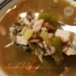 Bowl of smoked chicken rice soup
