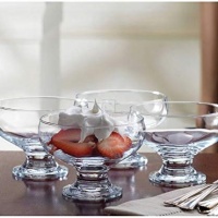 Home Essentials 4 Piece Set Footed Glass Dessert Dishes Bowls, Clear